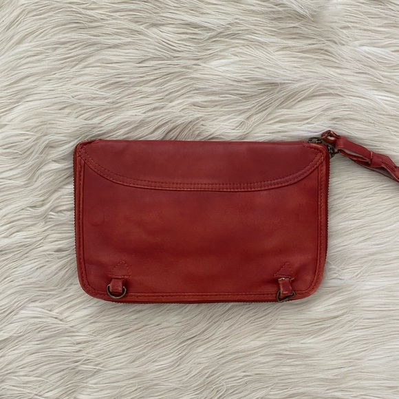Free People We The Free Red Traveler Zip Around Leather Wallet Clutch - Picture 7 of 12